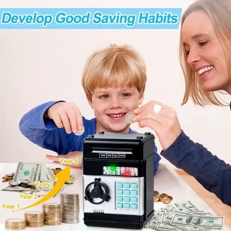 Salvadanaio Elettronico Cassaforte Atm Per Bambini Contanti Monete a batteria