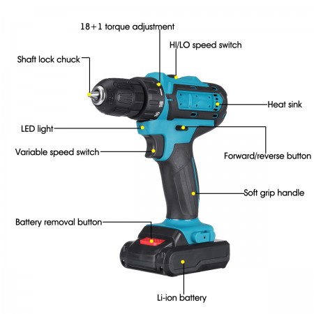 Kit avvitatore trapano punte prolunga percussione con valigetta 2 batterie