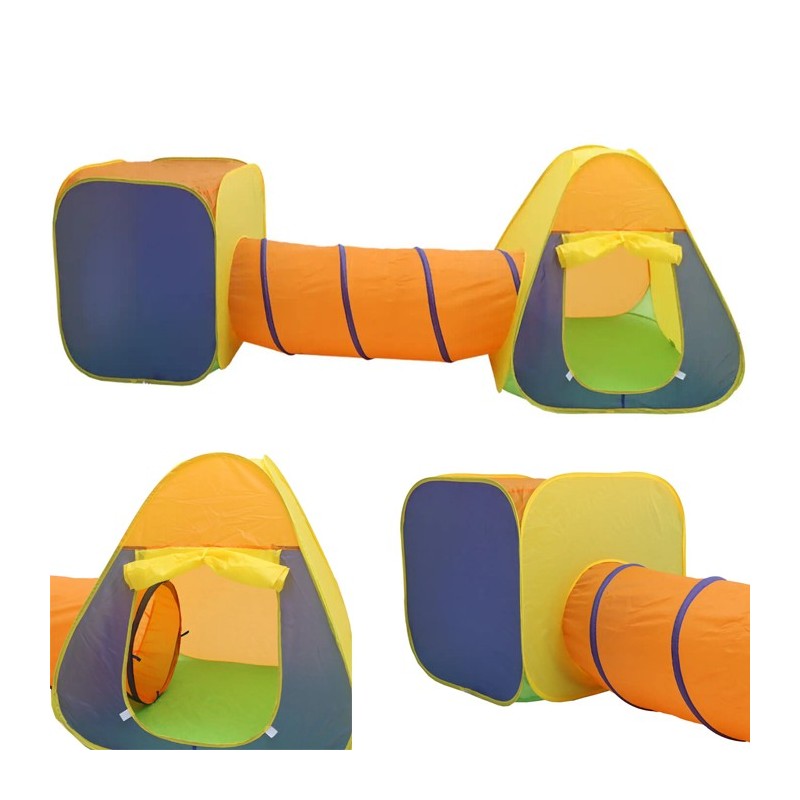 Tenda Gioco Parco Giochi con Tunnel Giocattolo Bambini Pop-Up Pieghevole 3pz