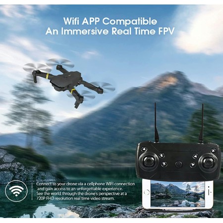 Mini Drone Quadricottero pieghevole con fotocamera telecamera 4K WIFI smartphone