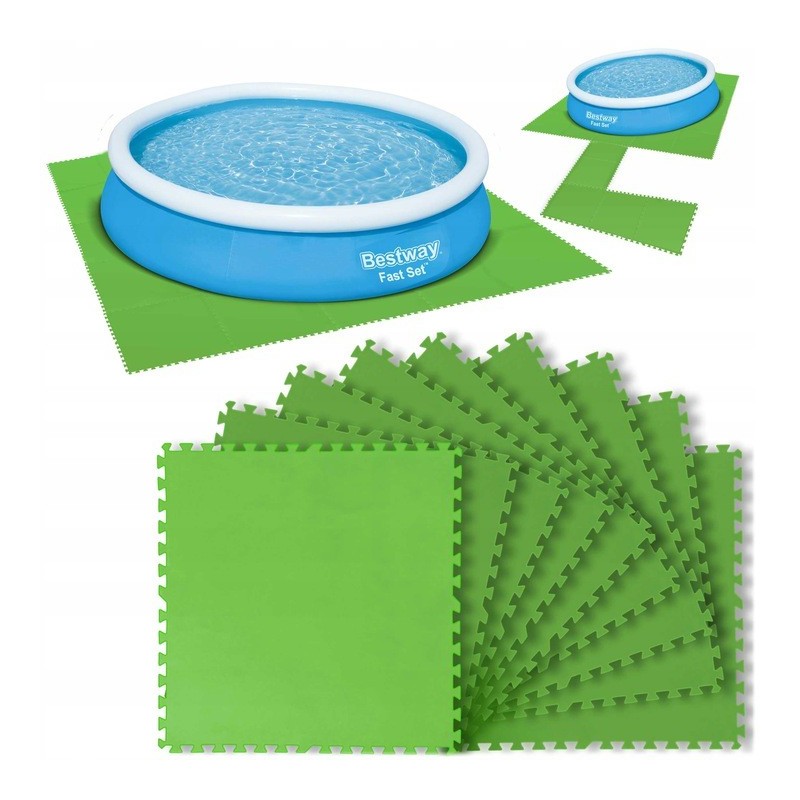 9x Tappetino verde 78x78 Tappeto fondo piscina antiscivolo Puzzle Bestway 58636