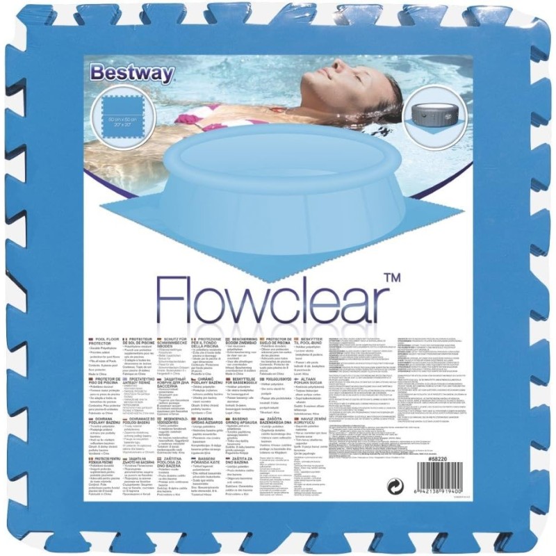 Bestway 9x Tappetino blu 50x50 tappeto fondo piscina antiscivolo Pu...