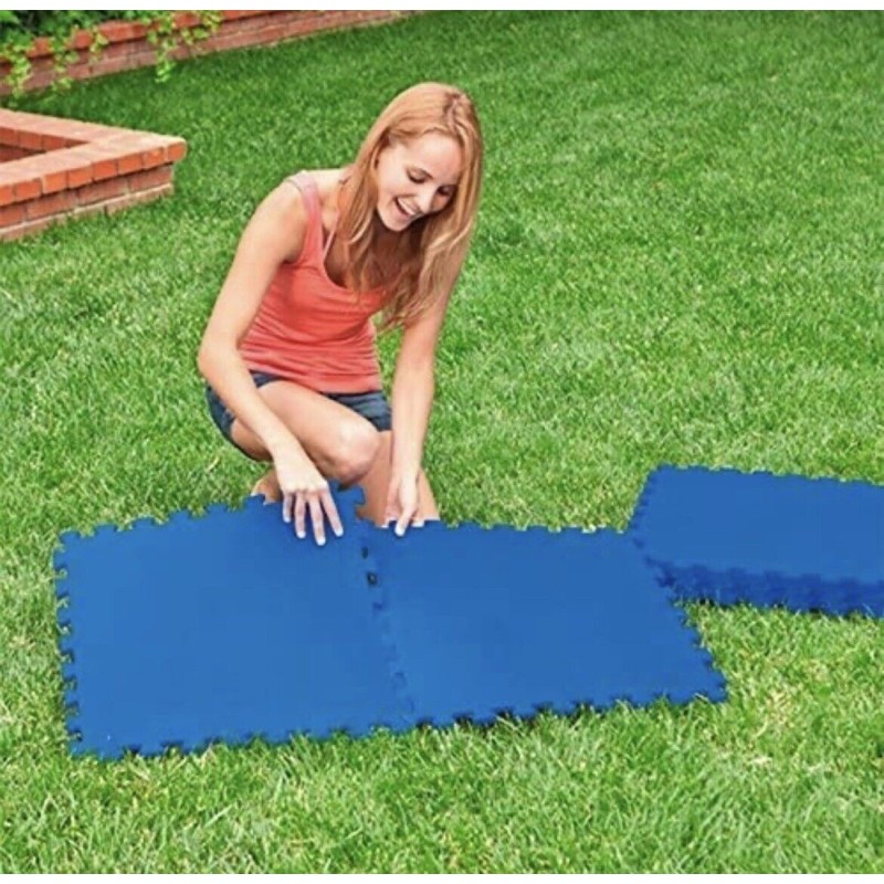 Bestway 9x Tappetino blu 50x50 tappeto fondo piscina antiscivolo Pu...