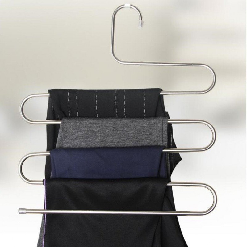 5x Stampella gruccia appendiabiti metallo 5 piani pantaloni calzoni asciugamani