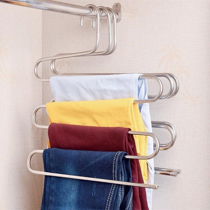 5x Stampella gruccia appendiabiti metallo 5 piani pantaloni calzoni asciugamani