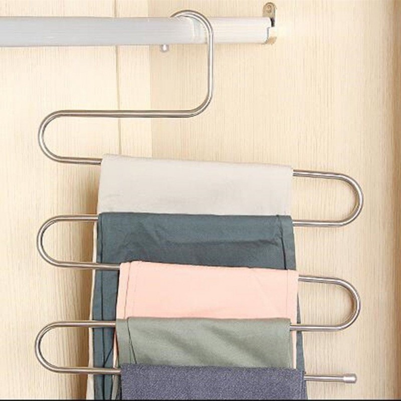 5x Stampella gruccia appendiabiti metallo 5 piani pantaloni calzoni asciugamani