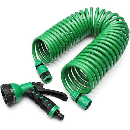 Tubo Estensibile a Spirale 15mt + Pistola Pompa Flessibile Irrigazione Giardino