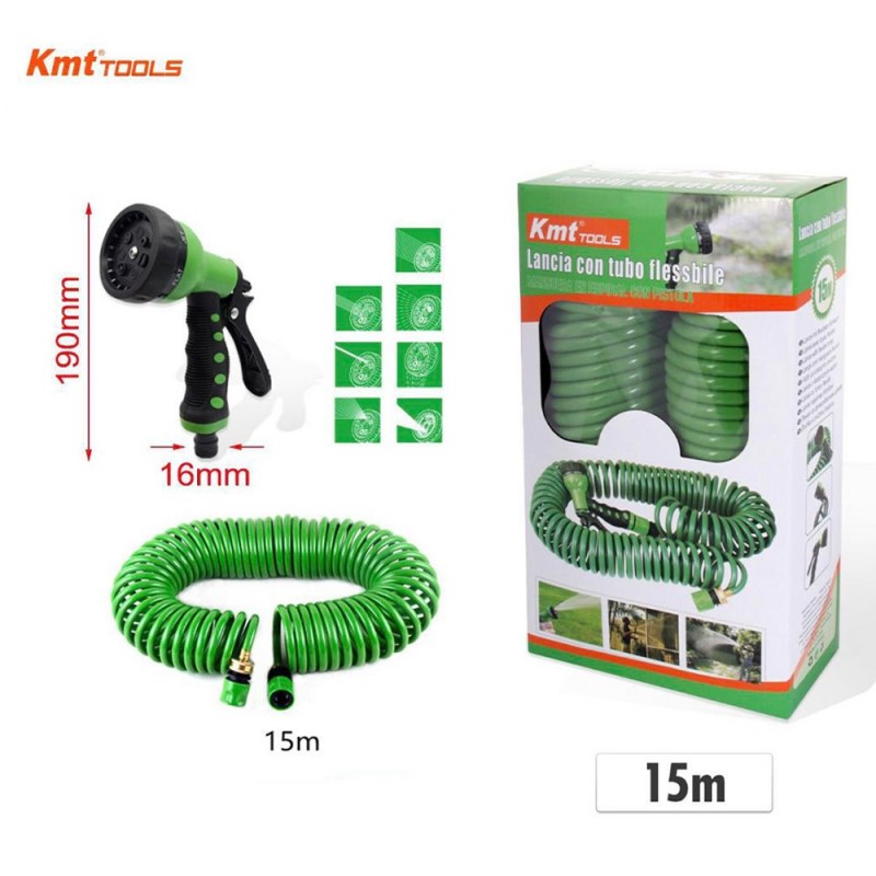Kmt Tools Tubo Estensibile a Spirale 15mt + Pistola Pompa Flessibil...