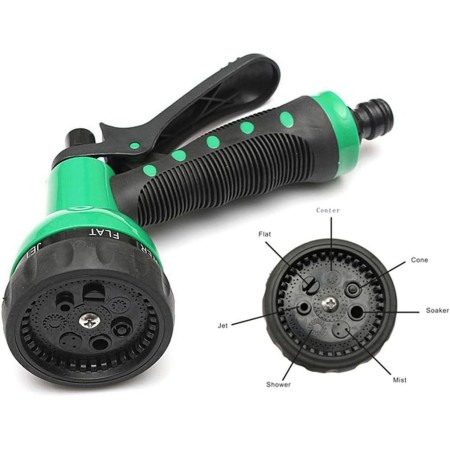 Tubo Estensibile a Spirale 7.5mt + Pistola Pompa Flessibile Irrigazione Giardino