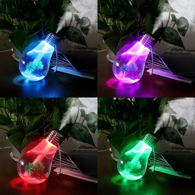 LAMPADINA Diffusore aromi umidificatore aromaterapia lampada RGB palma sassi USB