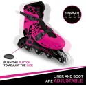 Pattini in linea Roller Skate a rotelle Allungabili 33-36 Mondo Bambini Rosa Blu