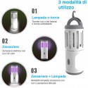 Zanzariera Elettrica Lampada Torcia LED da Campeggio Anti Zanzare Batteria AA