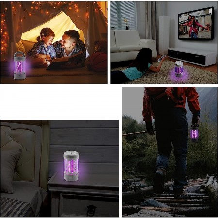 Zanzariera Elettrica Torcia LED da Campeggio Antizanzare 3W Esterno ricaricabile