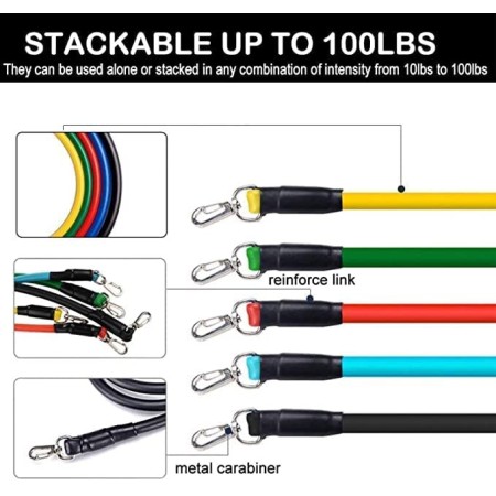 Kit 10 fasce bande elastiche elastici fitness palestra resistenza maniglie forza