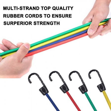 KIT corda fune elastica resistente con ganci 12 Pezzi cinghie trasporti 5 misure