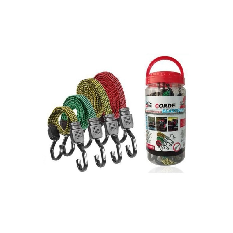 Corda fune elastica piatta portapacchi resistente con ganci 10 Pezzi 4 misure