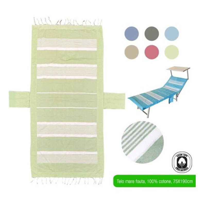 Carrera Telo mare Pareo Fouta con frange 100% cotone cm 75x190 cm l...