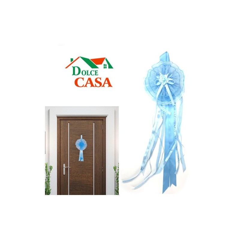 Fiocco nascita coccarda nascita bambini rosa/blu fuoriporta decorazione fiore