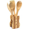 Porta posate e mestoli da cucina in legno bamboo portaposate con 4 accessori