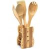 Kmt Style Porta posate e mestoli da cucina in legno bamboo portapos...