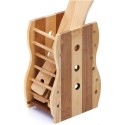 Porta posate e mestoli da cucina in legno bamboo portaposate con 4 accessori