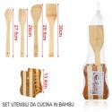 Porta posate e mestoli da cucina in legno bamboo portaposate con 4 accessori