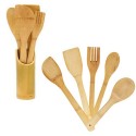 Porta posate e mestoli da 6pz cucina in legno bamboo accessori e portaposate