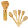 Kmt Style Porta posate e mestoli da 6pz cucina in legno bamboo acce...