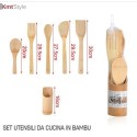 Porta posate e mestoli da 6pz cucina in legno bamboo accessori e portaposate