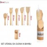 Kmt Style Porta posate e mestoli da 6pz cucina in legno bamboo acce...