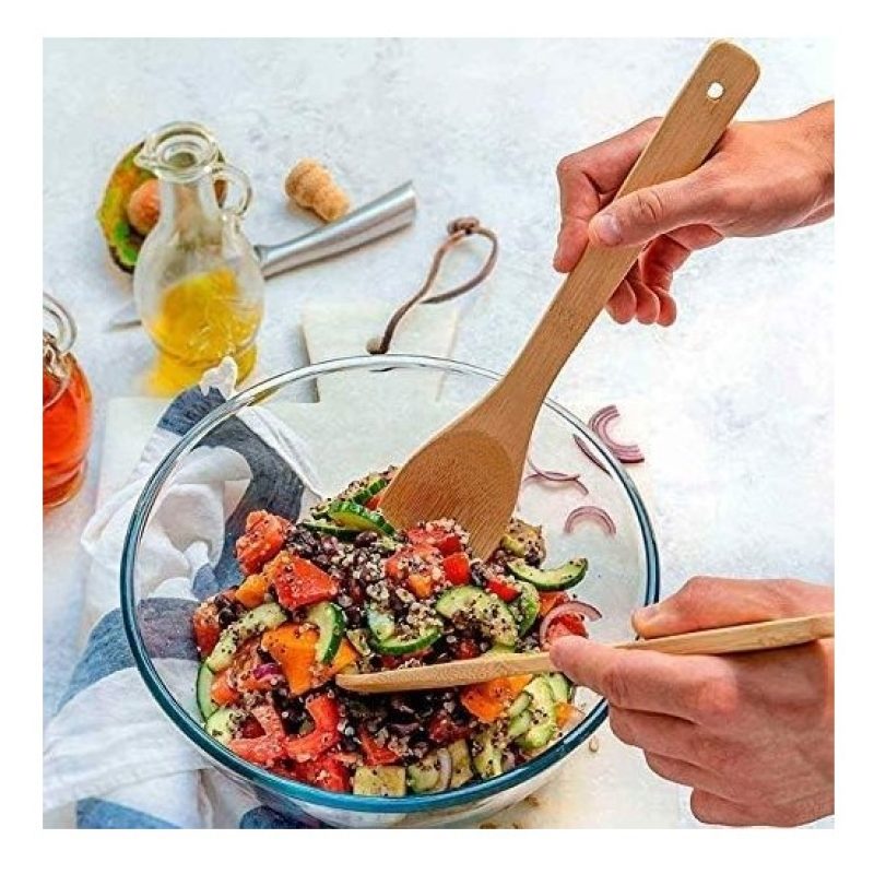 Kmt Style Porta posate e mestoli da 6pz cucina in legno bamboo acce...