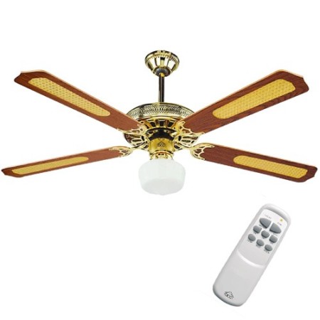 Ventilatore da soffitto DCG VECRD43TL con luce 4 pale in legno e telecomando  