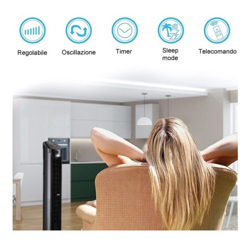 DCG Ventilatore a Colonna Torre con Telecomando oscillazione Timer ...