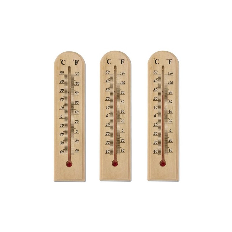 Termometro 3pz muro in legno per interno esterno Misura Temperatura C° F° Parete