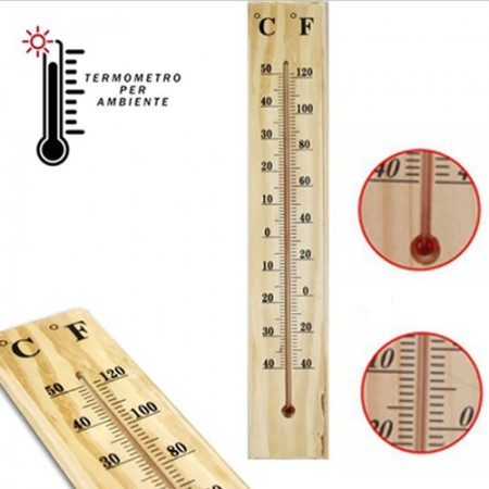 Termometro da muro in legno interno esterno Misura Temperatura C° F° Parete 40cm