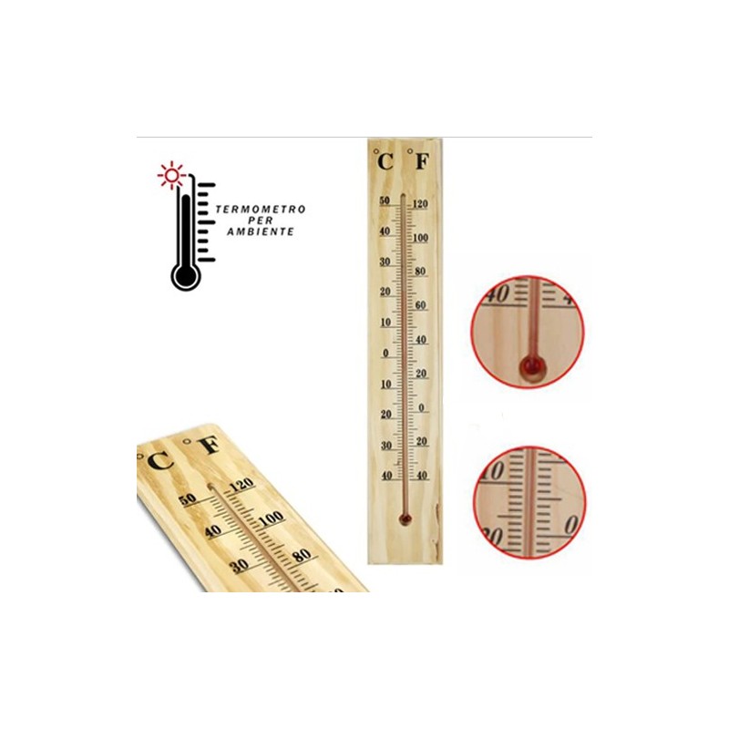 Termometro da muro in legno interno esterno Misura Temperatura C° F° Parete 40cm