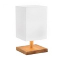 Lampada da Tavolo Lume Comodino in Legno Bianco Abatjour paralume tessuto 40W