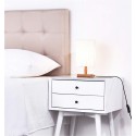 Lampada da Tavolo Lume Comodino in Legno Bianco Abatjour paralume tessuto 40W