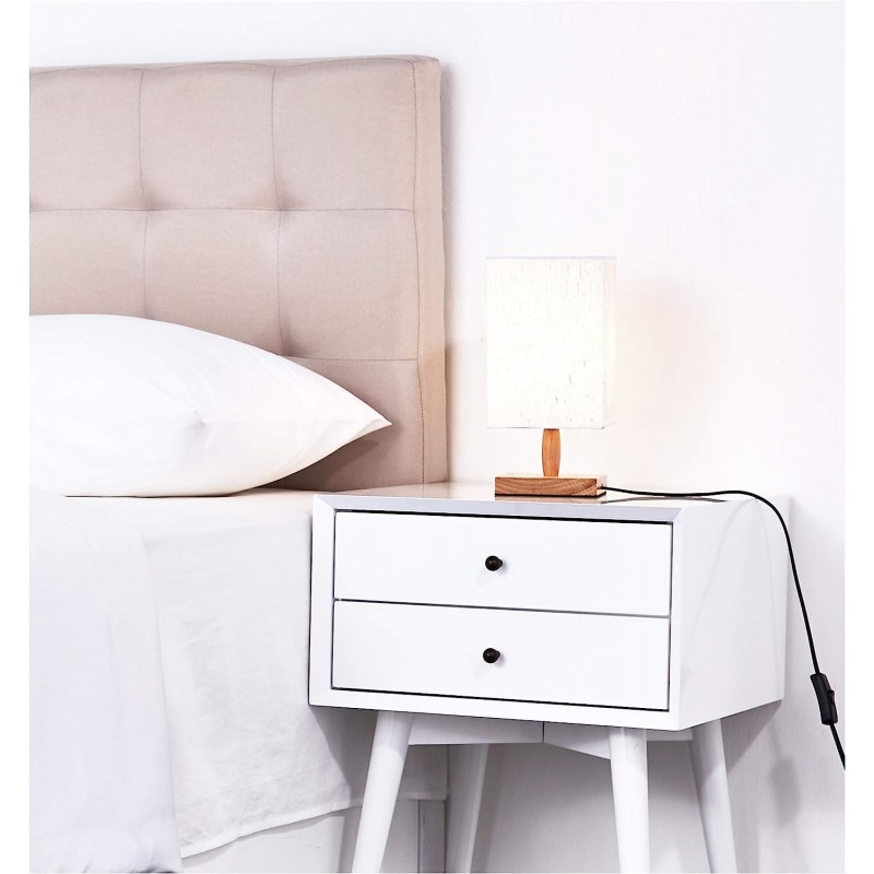 Kmt Style Lampada da Tavolo Lume Comodino in Legno Bianco Abatjour ...