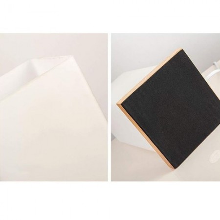 Lampada da Tavolo Lume Comodino in Legno Bianco Abatjour paralume tessuto 40W