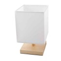 Lampada da Tavolo Lume Comodino in Legno Bianco Abatjour paralume tessuto 40W
