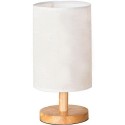 Lampada da Tavolo Lume Comodino base Legno Bianco Abatjour paralume tessuto