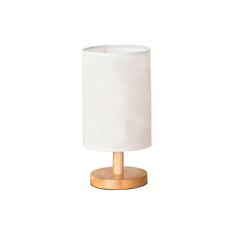 Lampada da Tavolo Lume Comodino base Legno Bianco Abatjour paralume tessuto