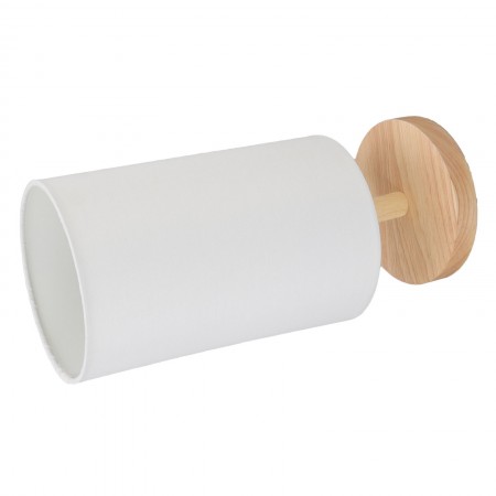 Lampada da Tavolo Lume Comodino base Legno Bianco Abatjour paralume tessuto