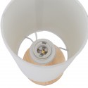 Lampada da Tavolo Lume Comodino base Legno Bianco Abatjour paralume tessuto