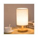 Lampada da Tavolo Lume Comodino base Legno Bianco Abatjour paralume tessuto