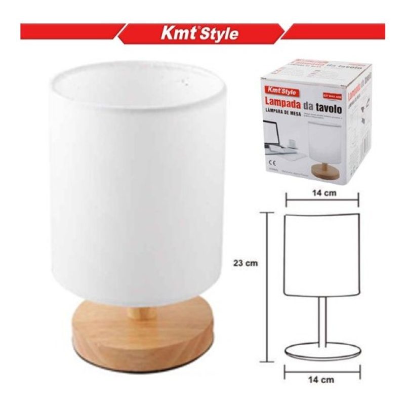 Kmt Style Lampada da Tavolo Lume Comodino base Legno Bianco Abatjou...