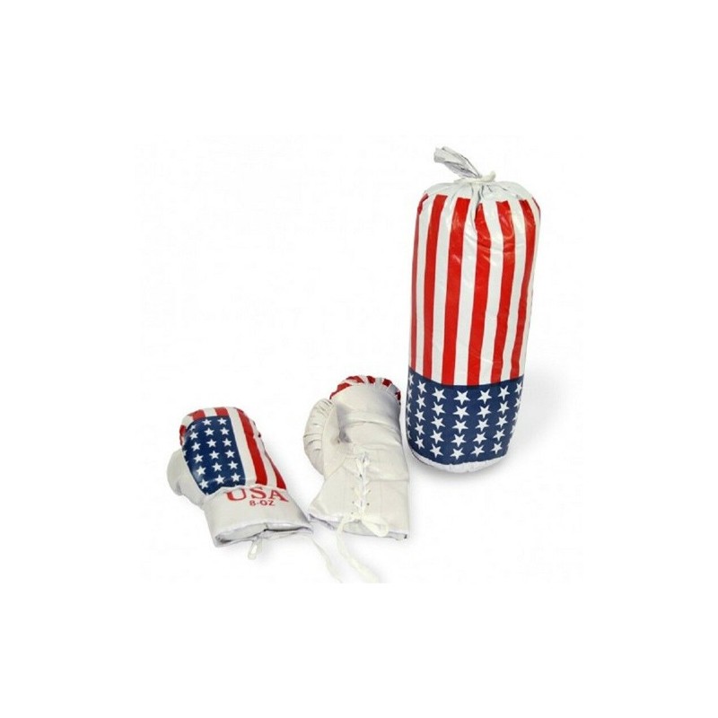 Sacco da box con guantoni pugilato americano gioco per bambini set completo