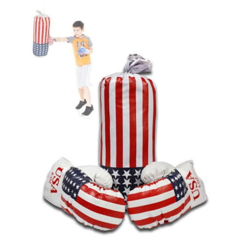 Sacco da box con guantoni pugilato americano gioco per bambini set ...