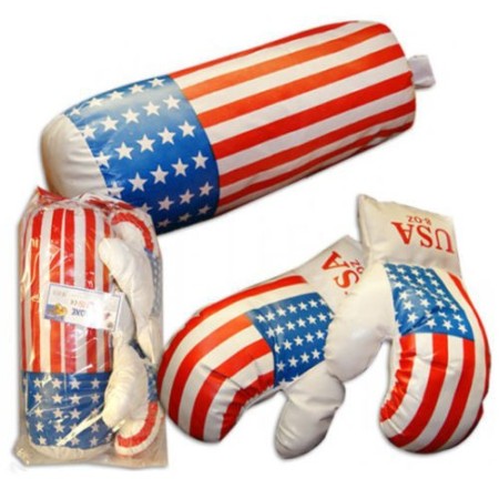 Sacco da box con guantoni pugilato americano gioco per bambini set completo